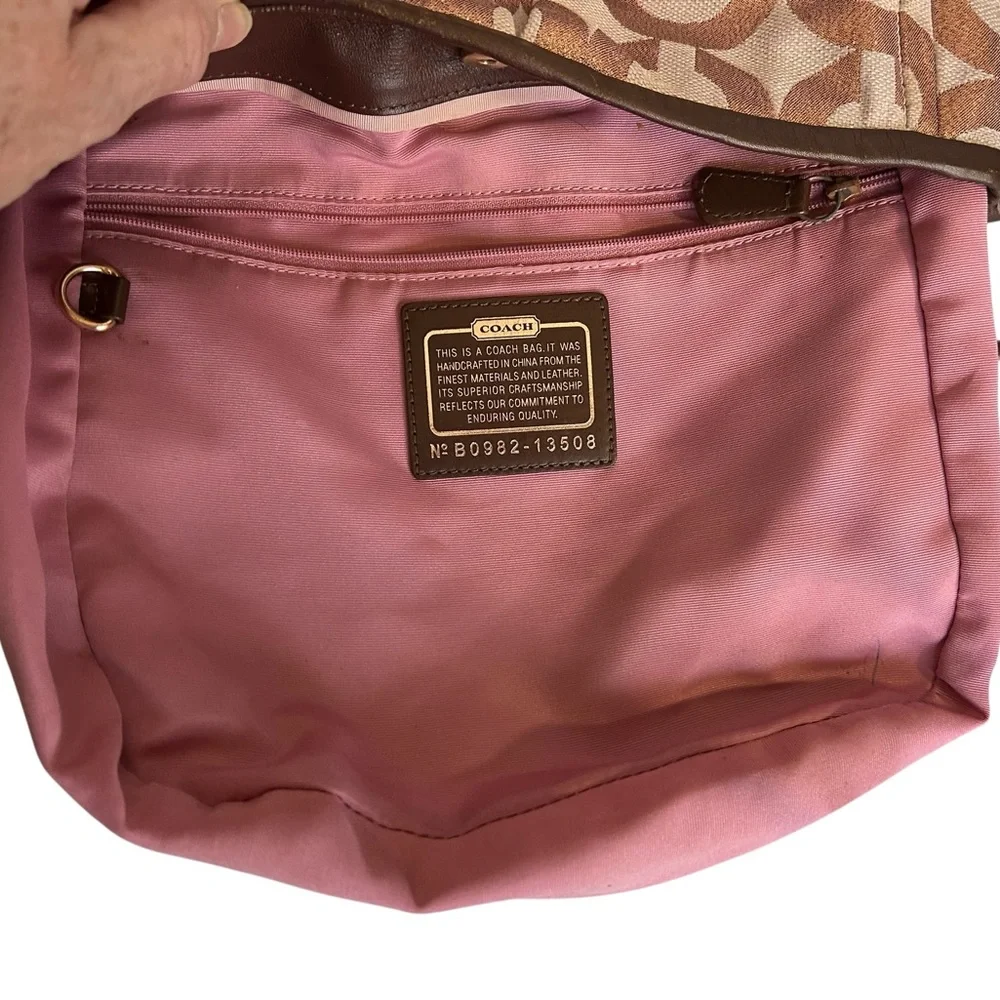 Coach Parker Rose Gold Op Art Signature Logo Hobo Shoulder Bag Y2K Purse 13508 - Picture 11 of 15